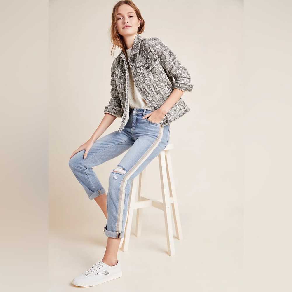 Pilcro for Anthropologie Mid-Rise Striped Slim Boyfriend Jeans